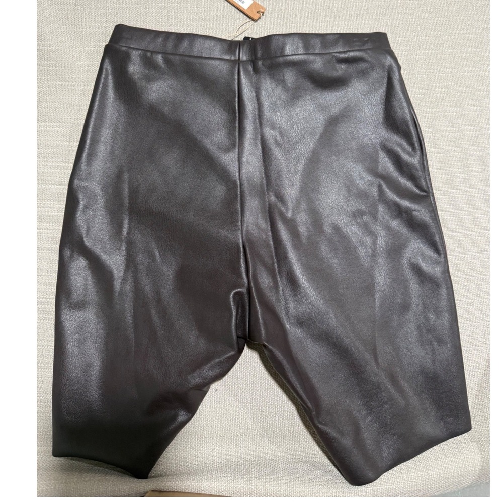 SKIMS Faux Leather Bike Shorts Soot Brown High Waisted Small Athleisure 90s - Picture 2 of 8